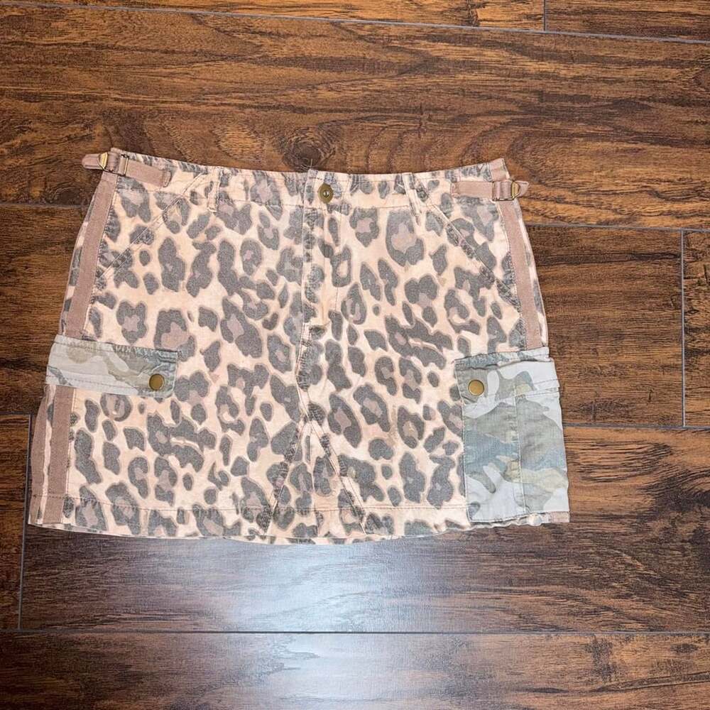 Vintage Havana Leopard Cargo Skirt Size M Tencel Camo Mix